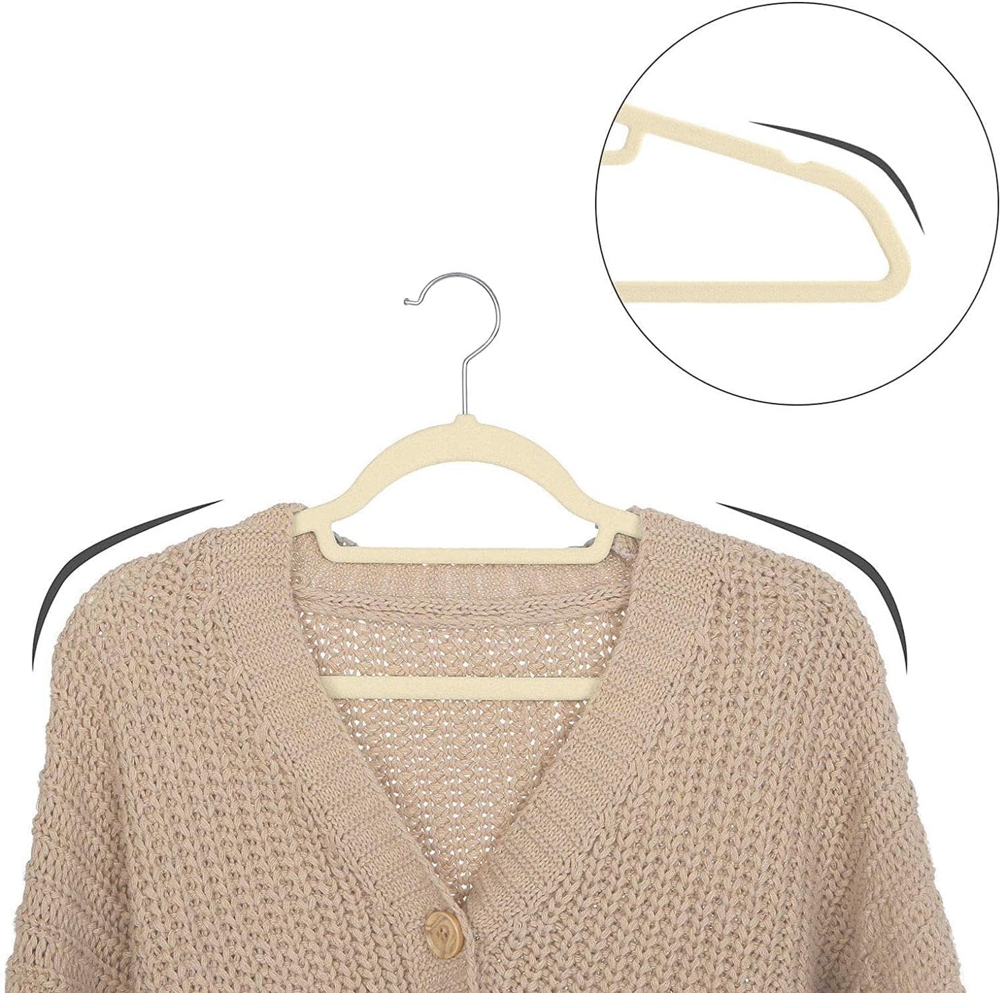 Red Dot Gift®10-Pack Beige Non-Slip Velvet Hangers 42cm With 360 Degree Rotatable Hook - Durable & Slim - Non Slip Hangers for Coat Hangers - Pant Hangers…