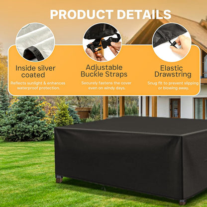 Waterproof Garden Patio Furniture Cover Set, (250x200x80) Upgraded 210D Heavy Duty Oxford Fabric UV Resistant for Rectangle Table Chair Sofa