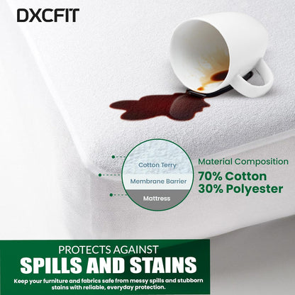 100% Waterproof Mattress Protector - Soft Cotton Terry Surface, Breathable & Noiseless Fitted Mattress Cover, Hypoallergenic Pad, Topper, Machine Washable Sheet (King (180x200x30)